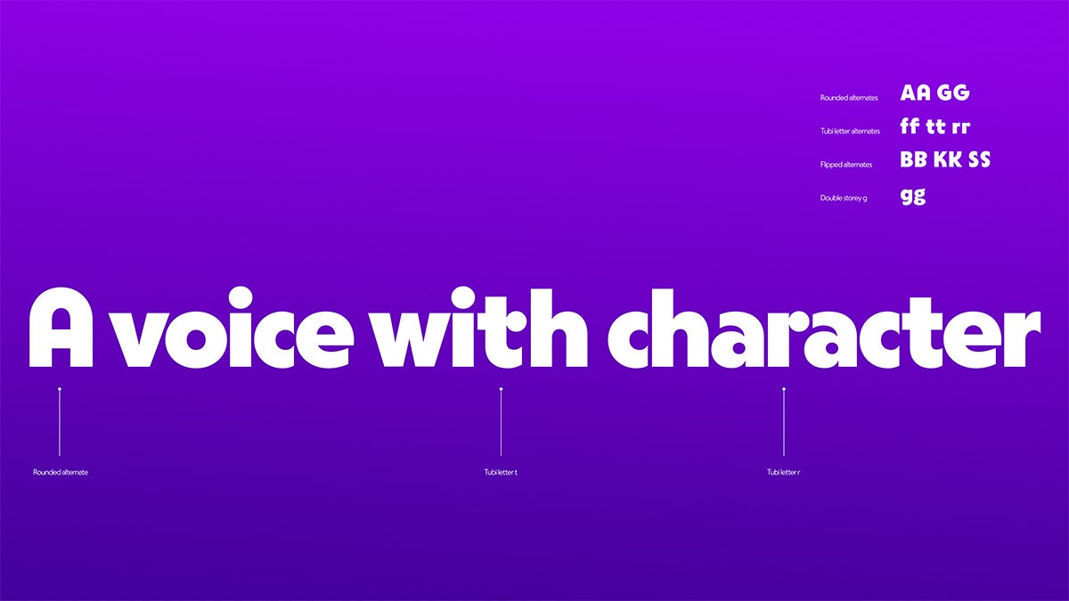 Graphic showing the chunky typeface designed as part of the new Tubi branding