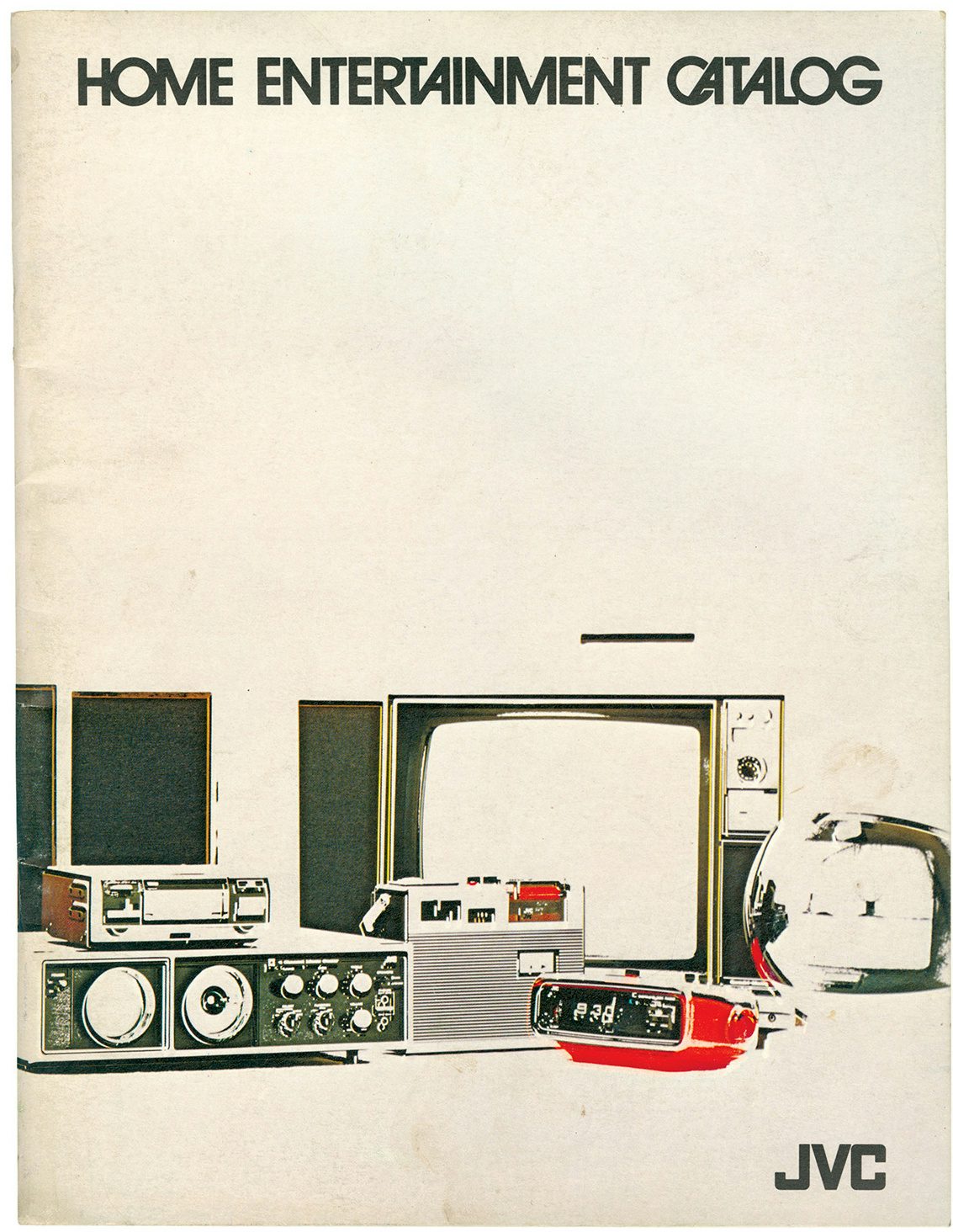 Catalogue front cover showing illustrations of hi-fi equipment surrounded by lots of blank space