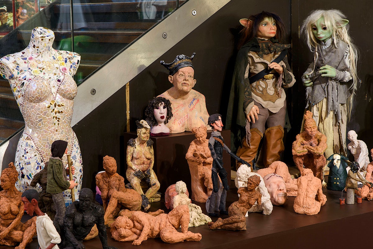 Exhibition installation of film and TV figurines