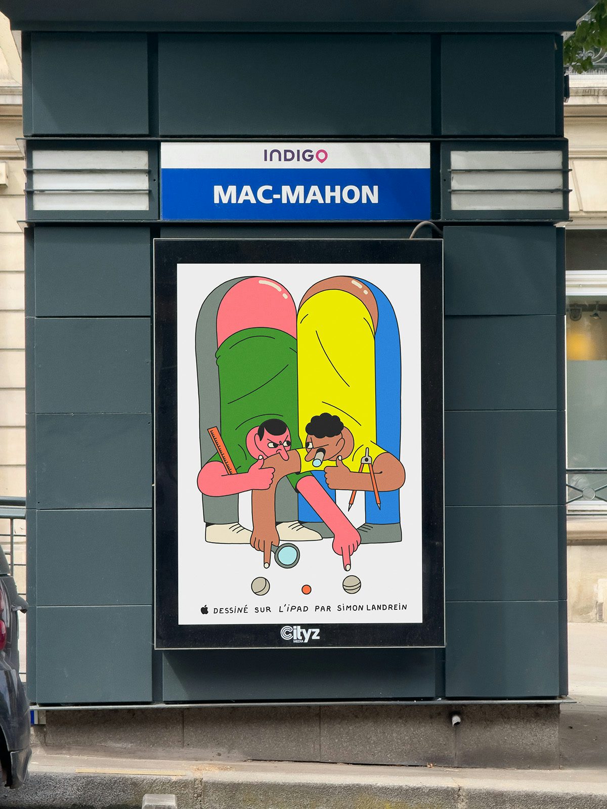 Illustrated poster by Simon Landrein of two cartoon characters