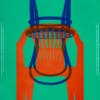 Poster by Dafi Kuhne of a red chair with a blue chair rotated upside down and layered over it