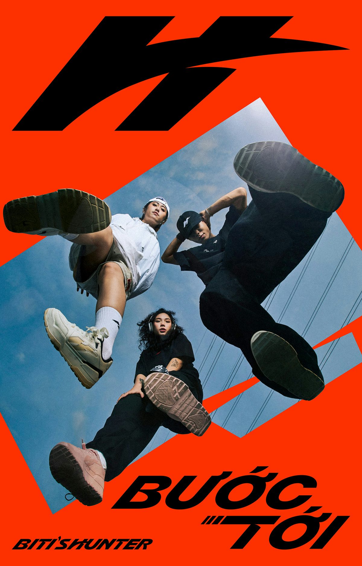 Graphic showing a photo of people shot from underneath, a 'H' monogram, and the Vietnamese phrase 'buộc tội'