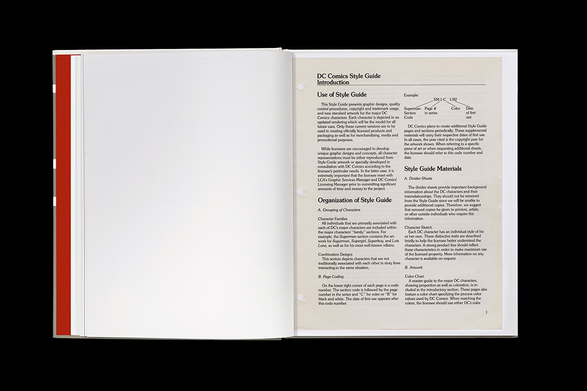 Spread from the DC Comics style guide