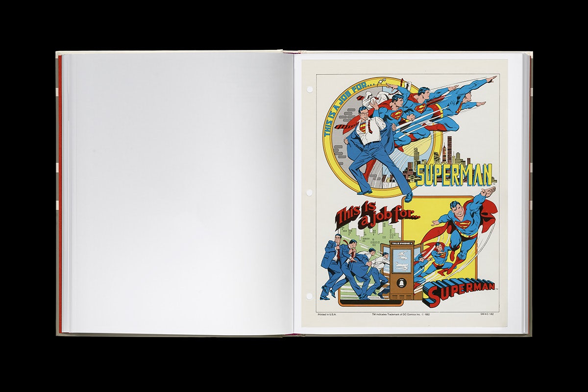 Spread from the DC Comics style guide featuring illustrations of Superman and other characters