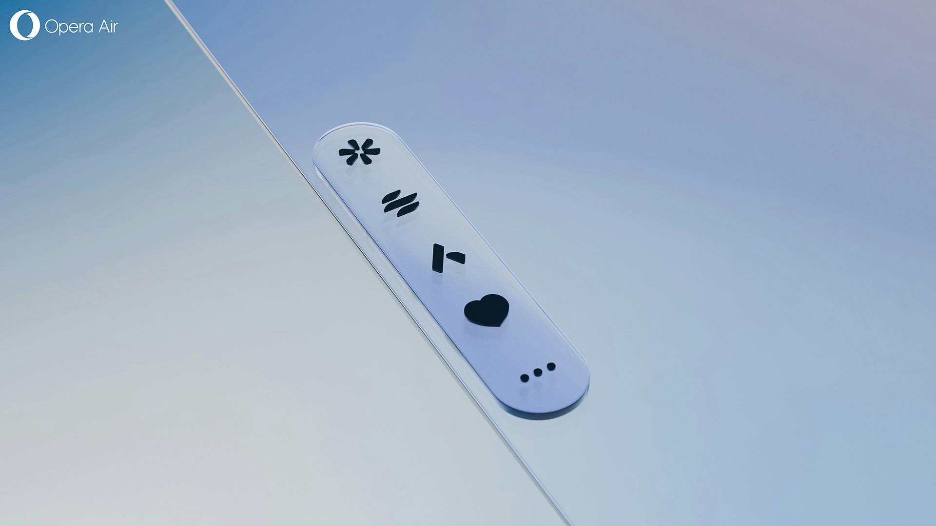 3D visualisation of user interface buttons on the Opera Air browser, shown at an angle