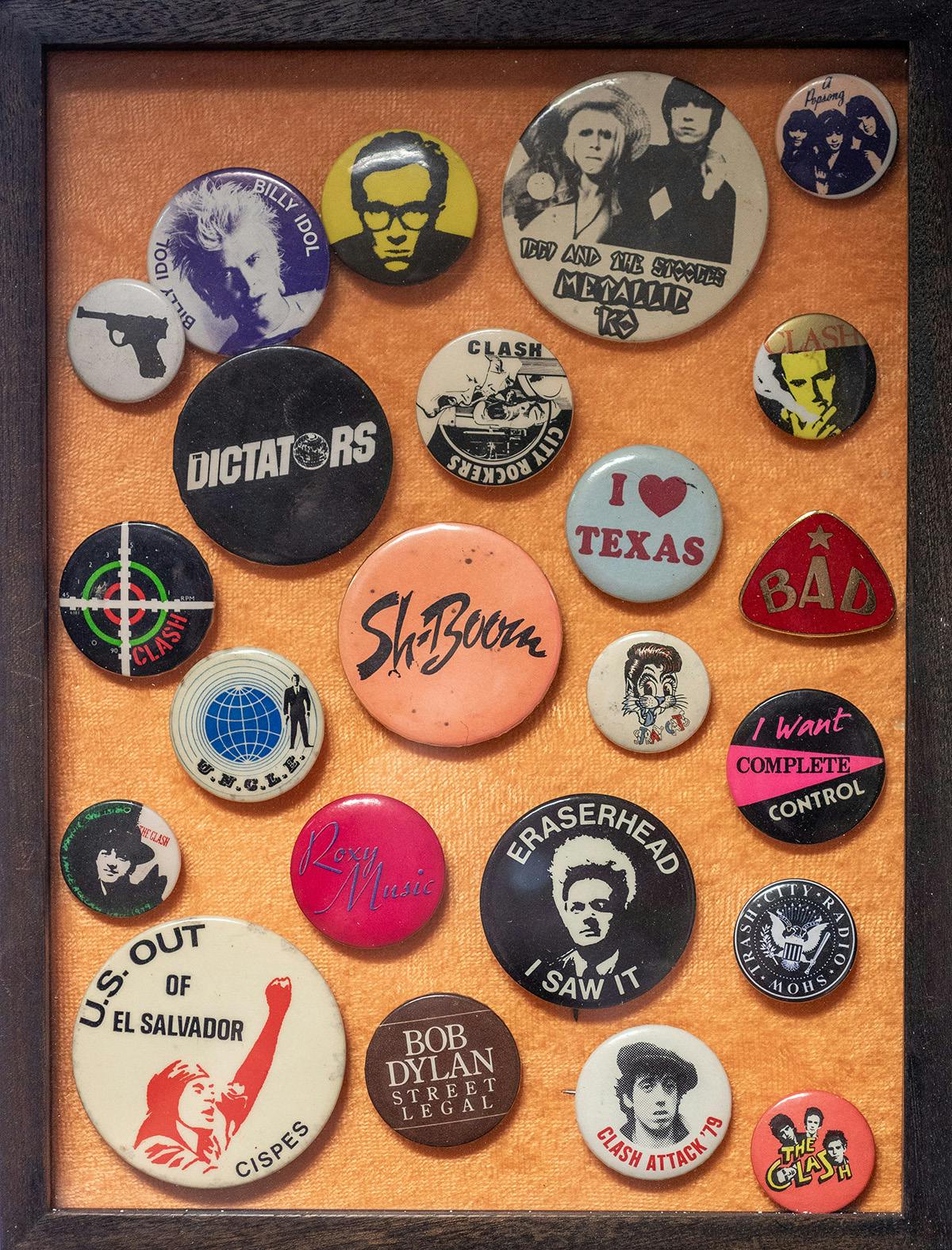 Pinbadges in the Rock & Roll Public Library