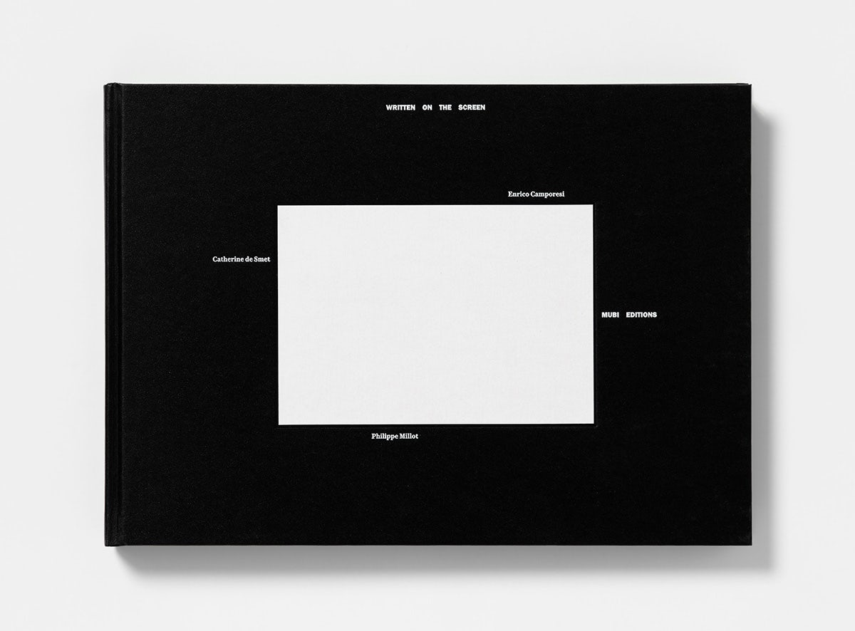 Cover of Mubi's book Read Frame Type Film featuring a white rectangle at the centre of a black background