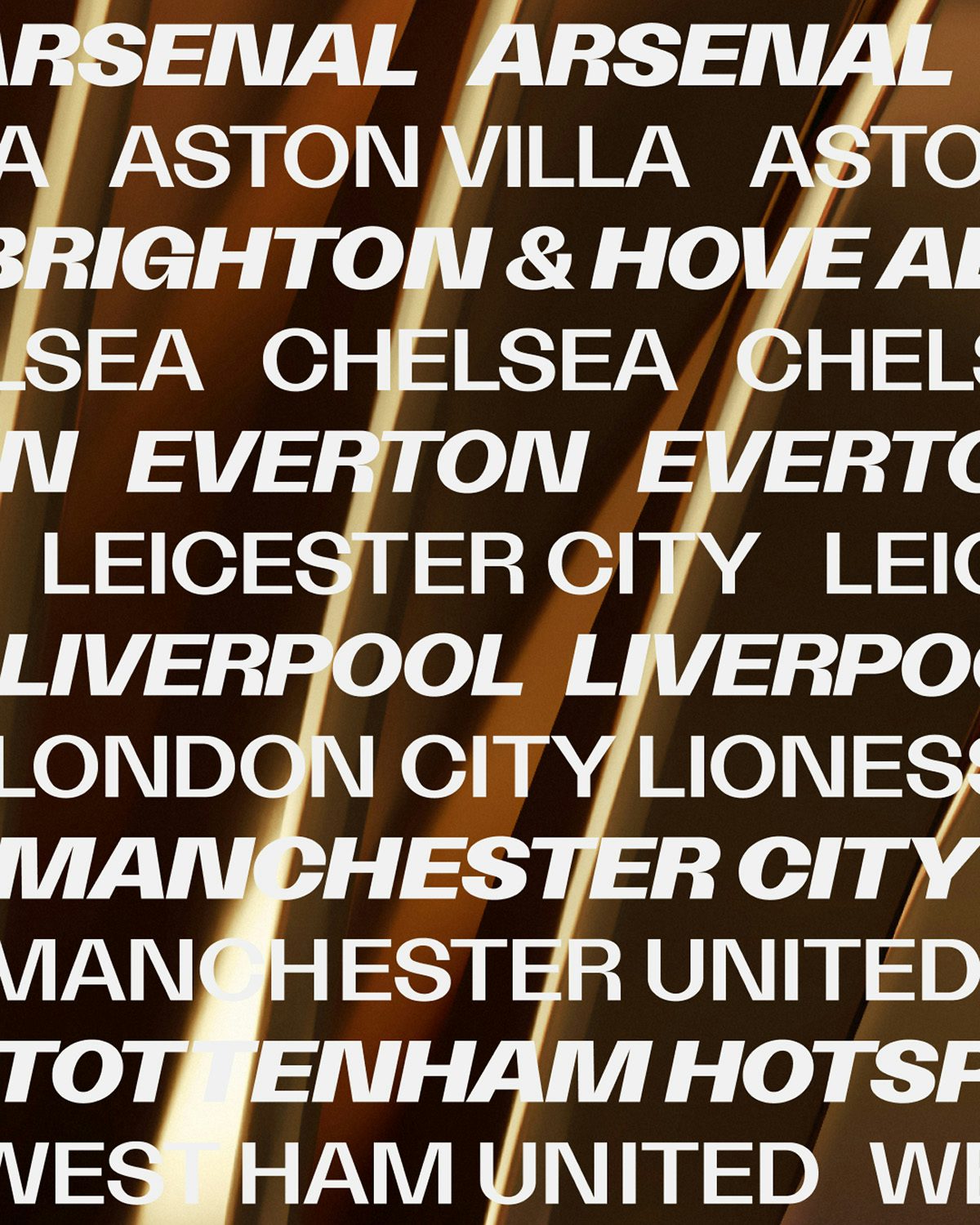 WSL graphic featuring the names of women's football clubs in England against a dark abstract graphic