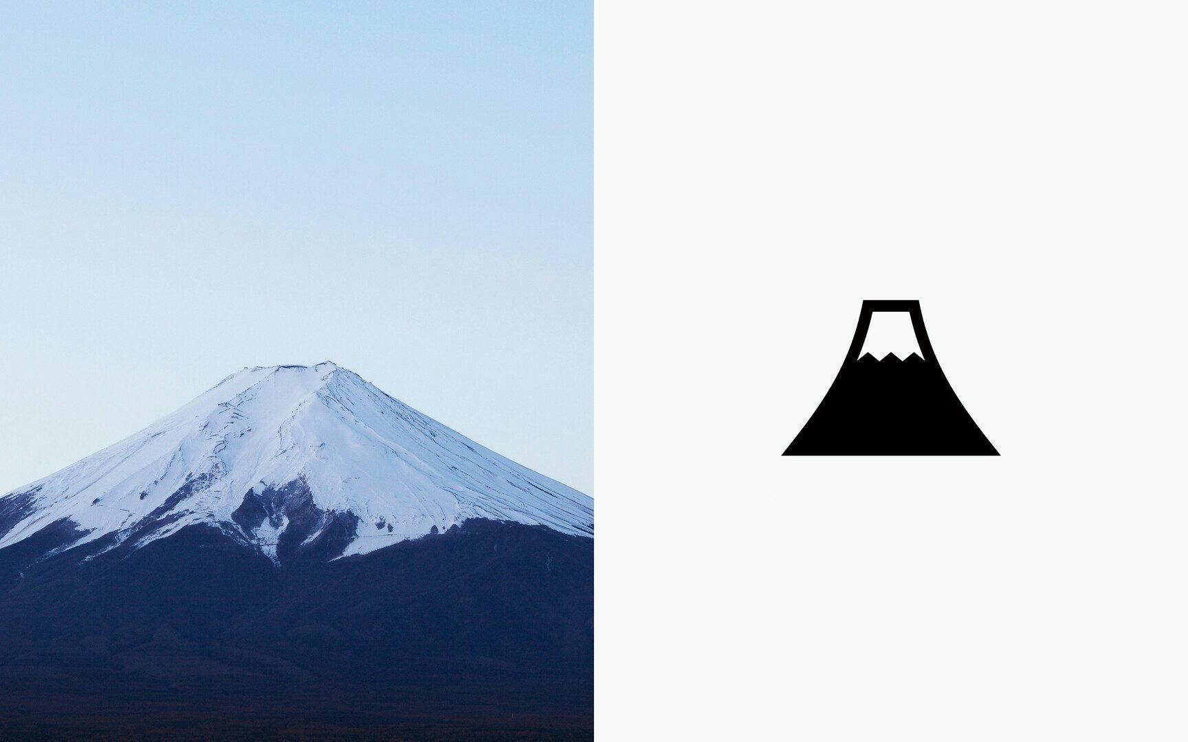 Photo of Mount Fuji next to corresponding pictogram