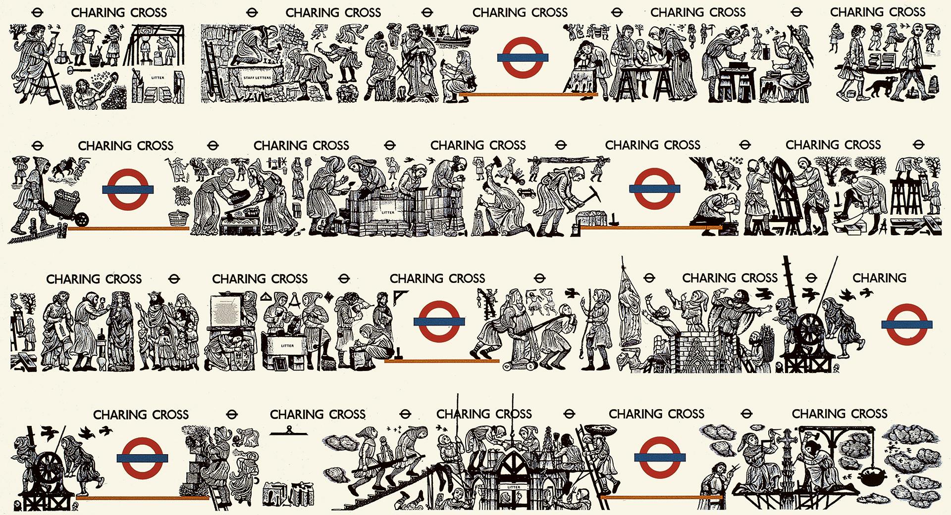 Charing Cross mural by David Gentleman
