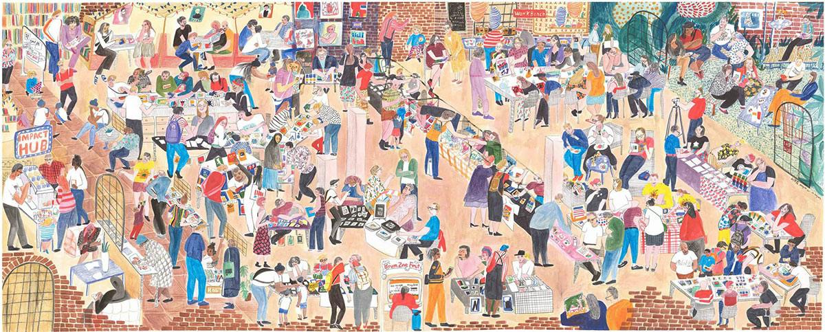 Illustrator Mengxia Liu tells stories through busy, vibrant scenes