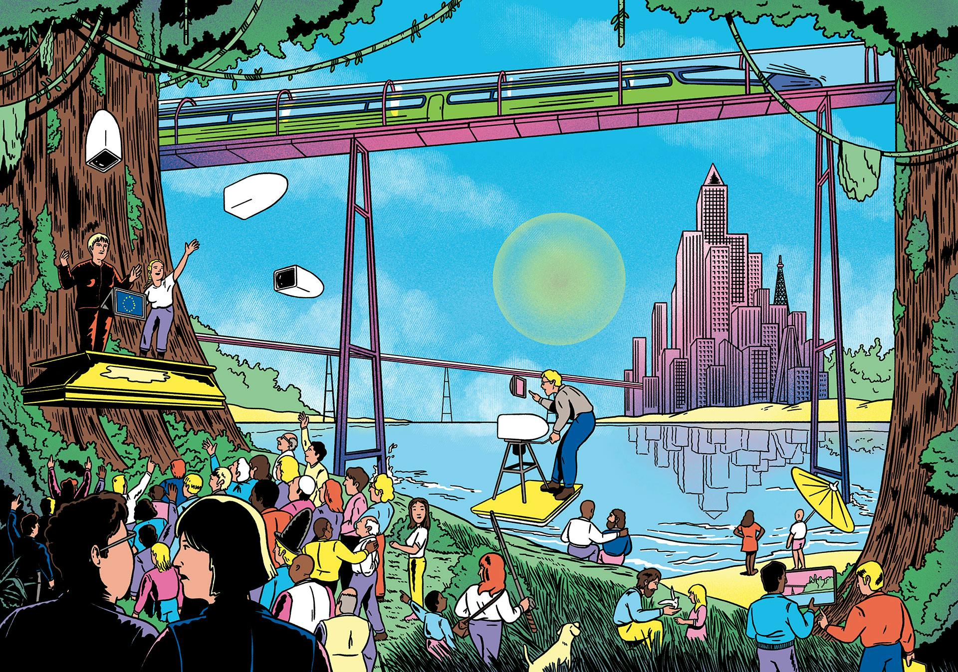 Simon Bailly creates striking images set in a retrofuture world