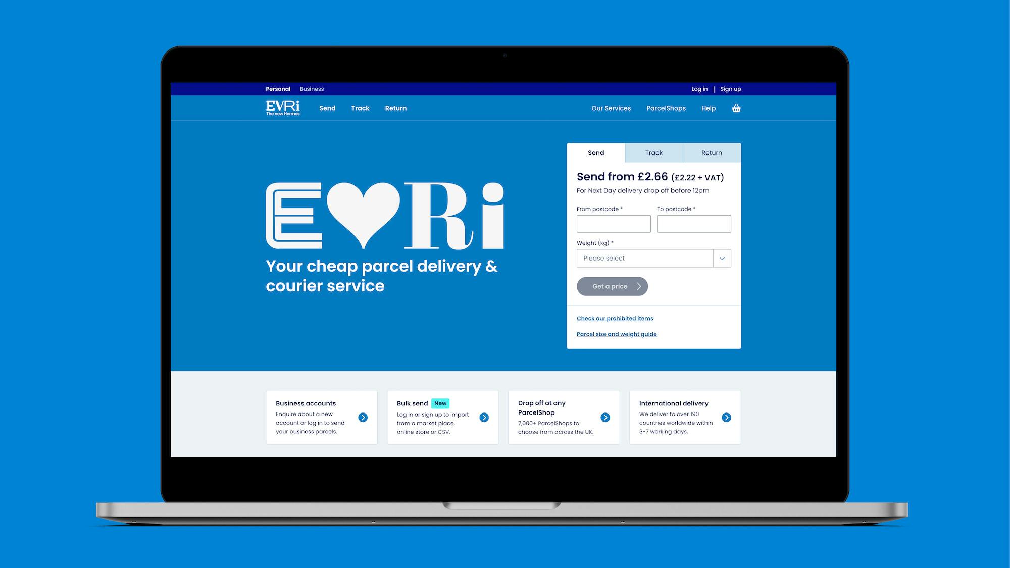 Evri rebrand Homepage