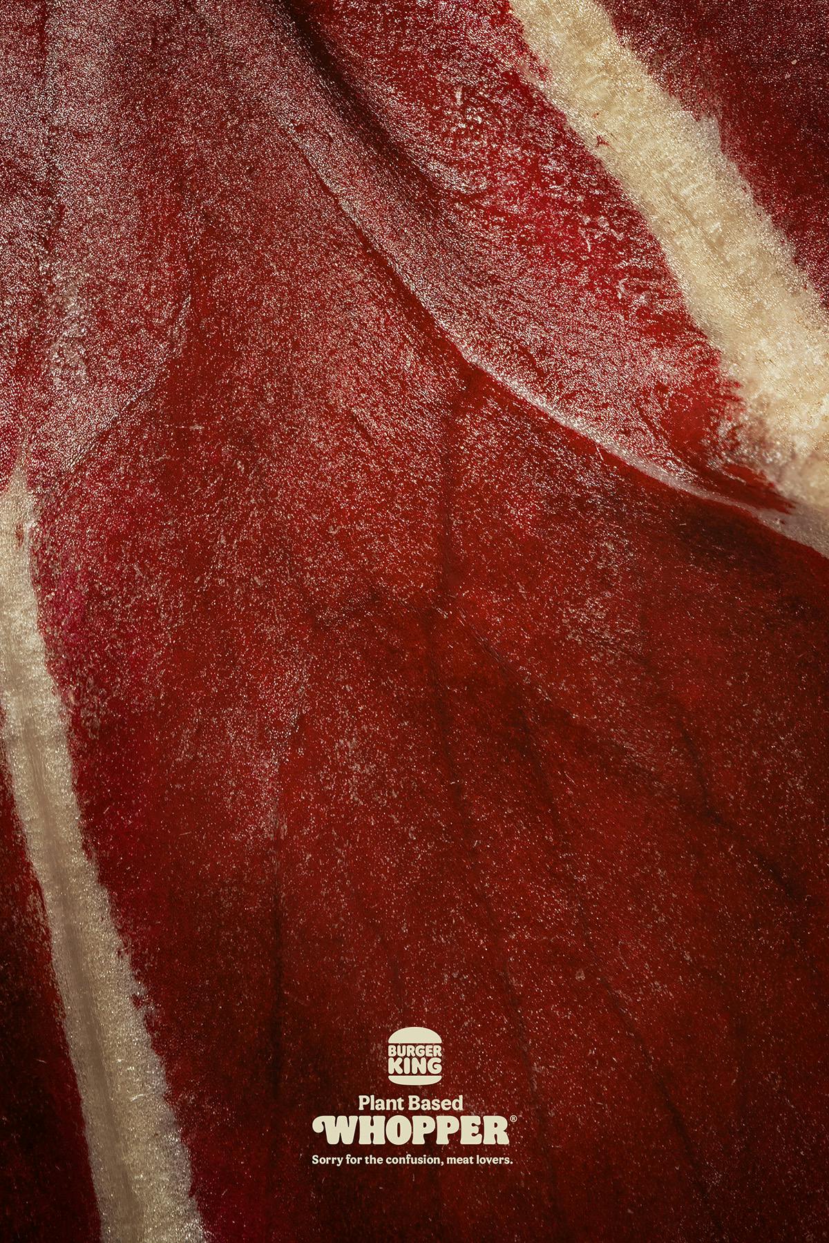Image shows a close-up shot of radicchio, designed to resemble meat, Burger King