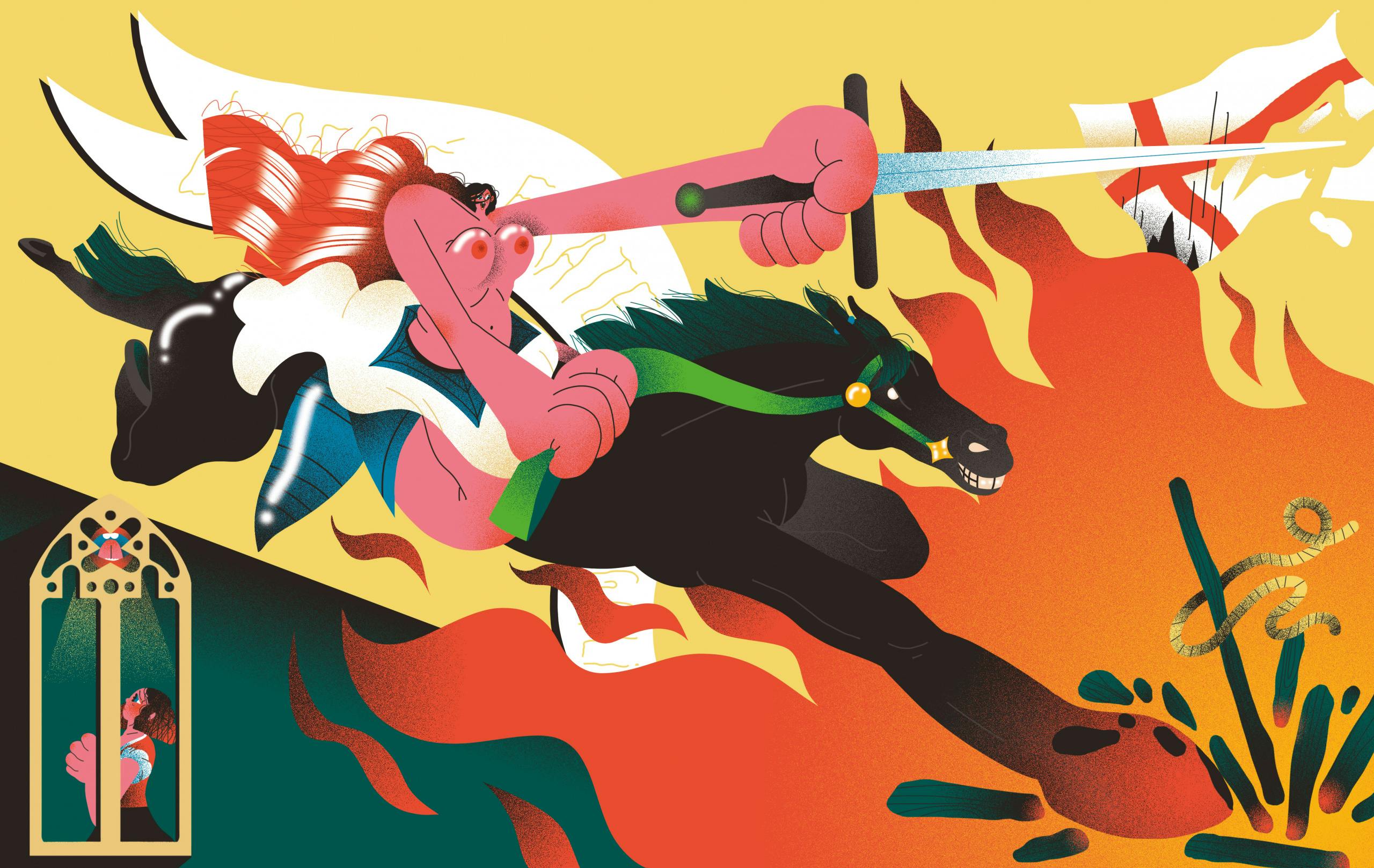 Genie Espinosa, Juana de Arco tetas fuertes, 2020 (Joan of Arc strong tits). Courtesy of the artist