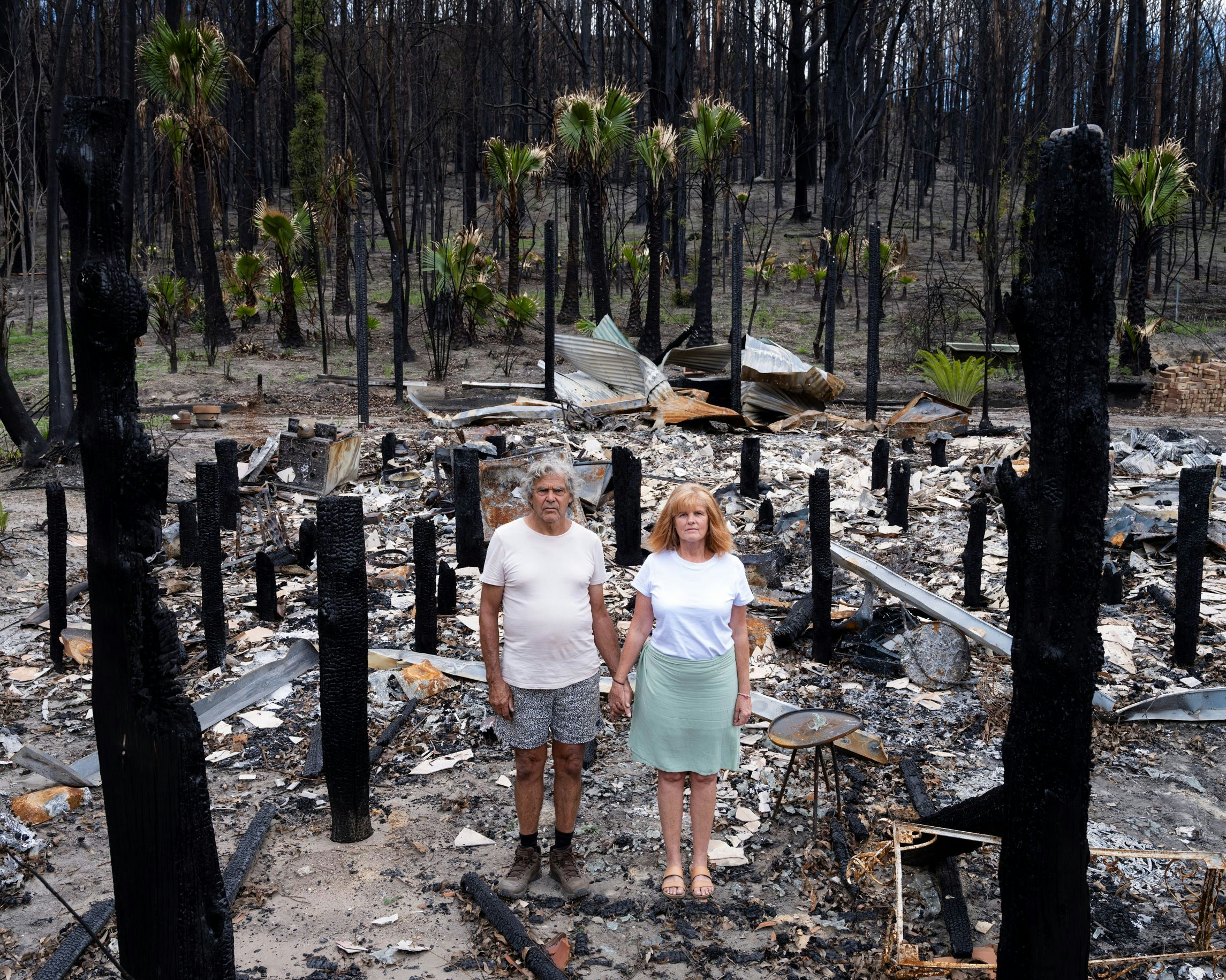 Uncle Noel Butler and Trish Butler, Nura Gunyu Indigenous Education Centre, New South Wales, Australia February 28/2020. From the series Burning World © Gideon Mendel
