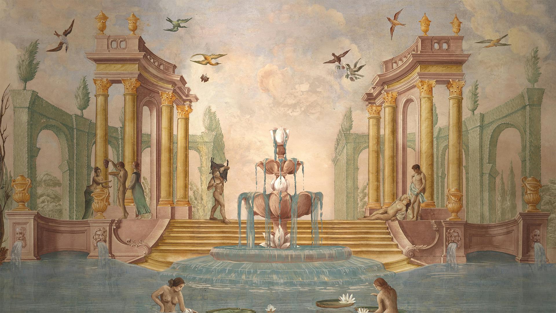 THE WHITE LOTUS SEASON TWO MAIN TITLE SEQUENCE PLAINS OF YONDER_katrina crawford mark bashore_Lotus_Fountain_1920