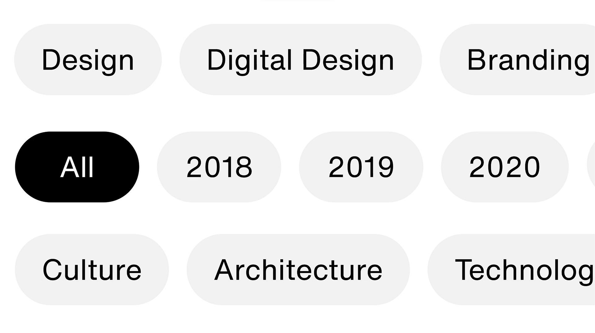 Image showing tab selections on Space10's archival website designed by Barkas