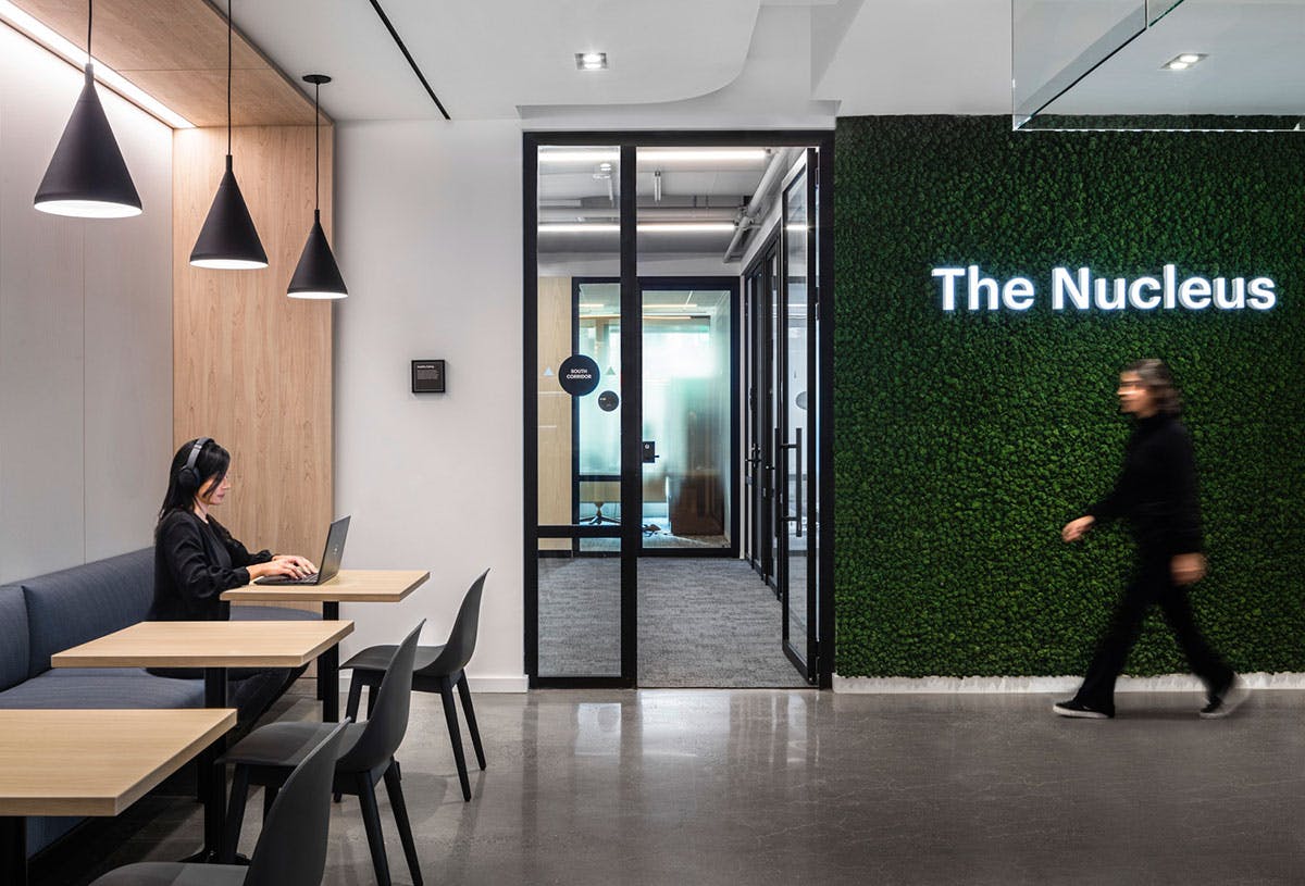 Schrödinger New York office showing different floor and wall textures, created by Brandx and HLW