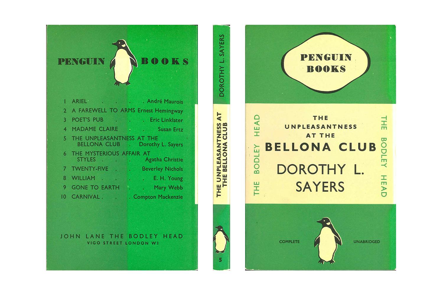Cover of a 1935 Penguin edition of The Unpleasantness at the Bellona Club by Dorothy L Sayers