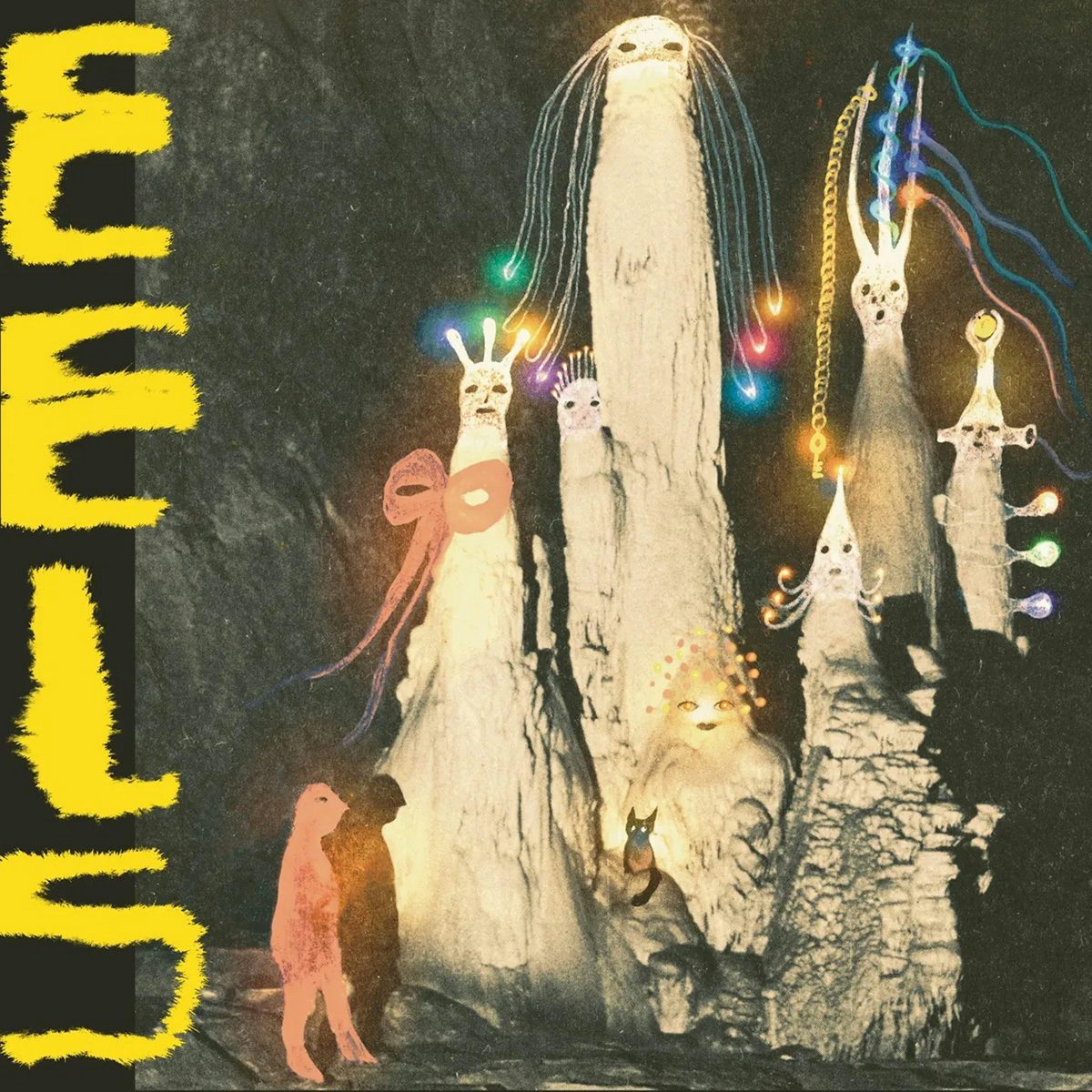 Album art for Eels by Being Dead featuring odd tall white glowing creatures