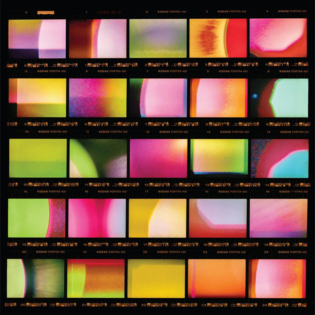 Album art for Viewfinder by Wendy Eisenberg showing rows of contact sheets in bright abstract patterns