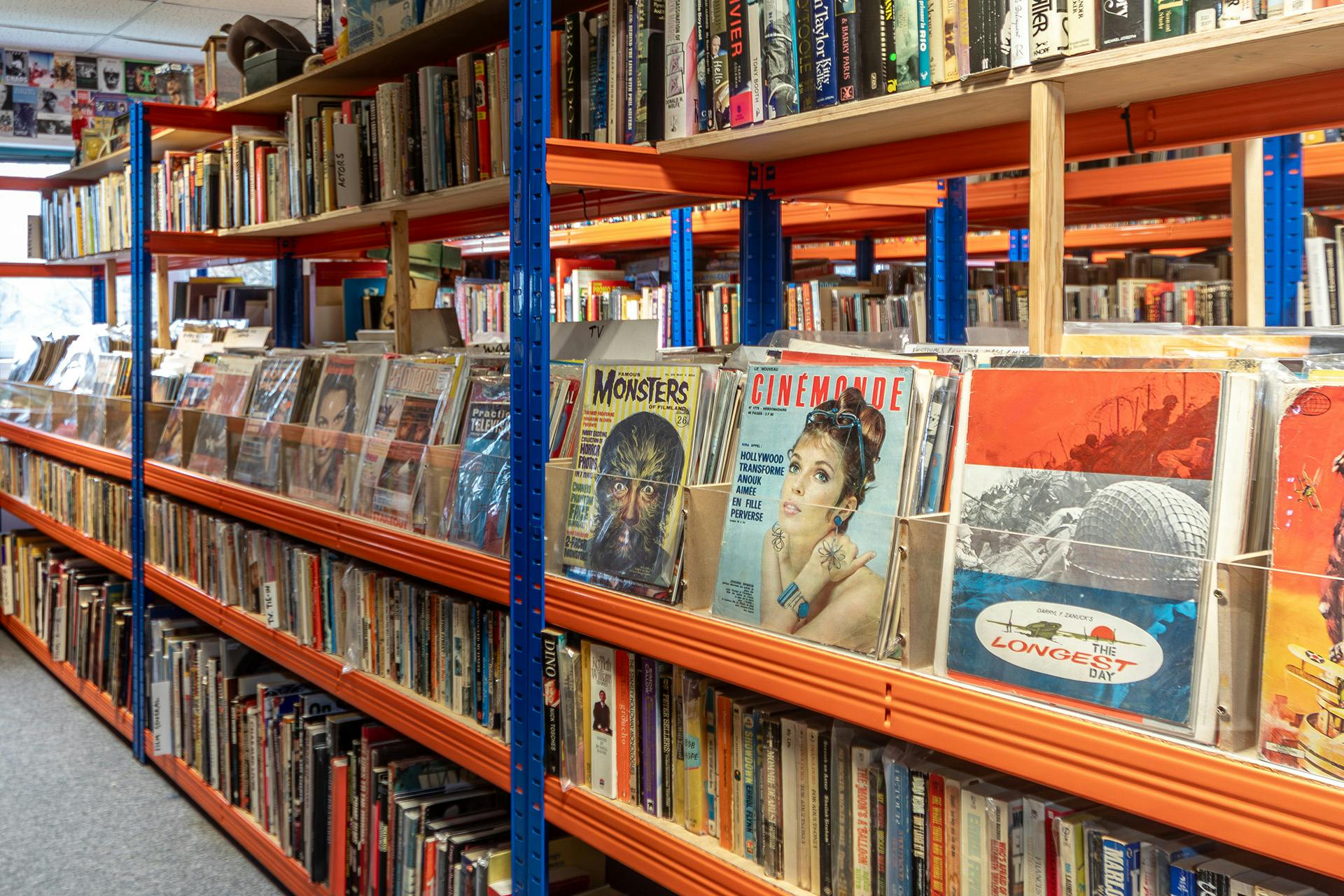 Rows of records and books in the Rock & Roll Public Library