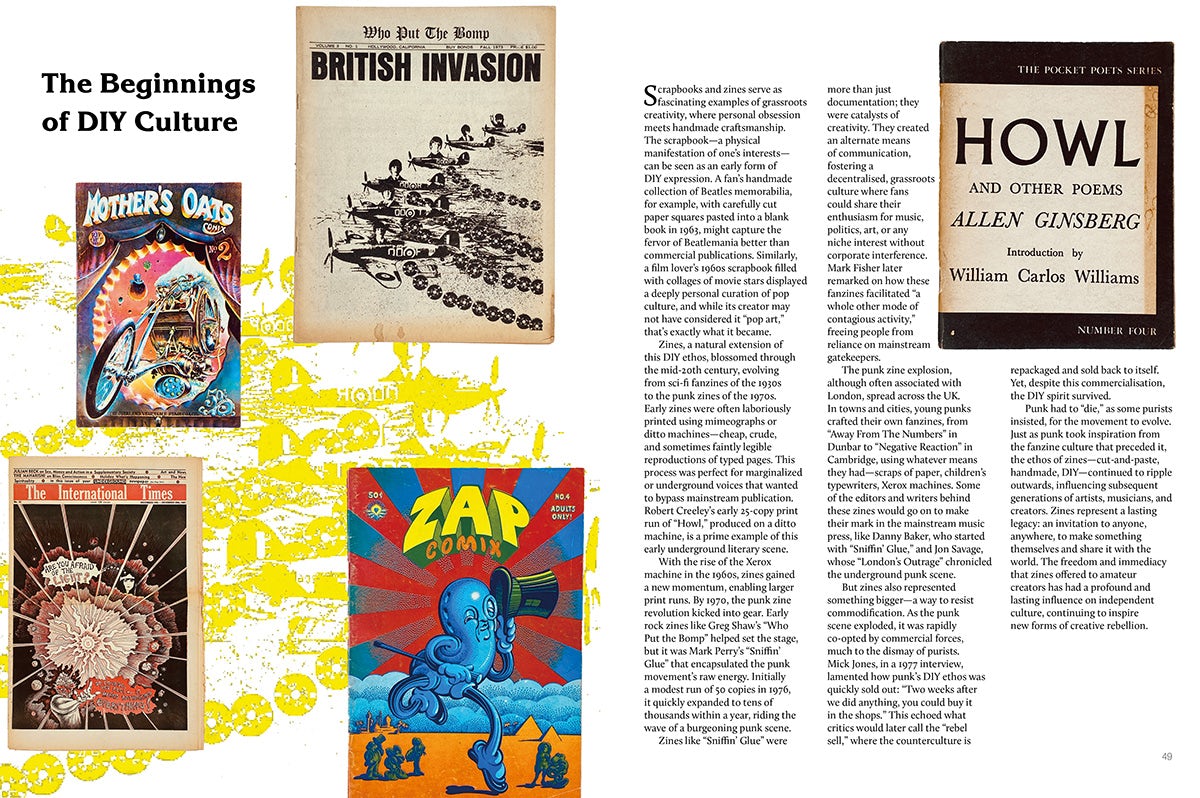 Spread from the Rock & Roll Public Library magazine