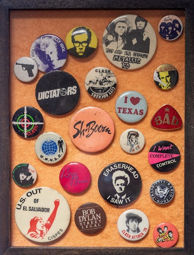 Pinbadges in the Rock & Roll Public Library
