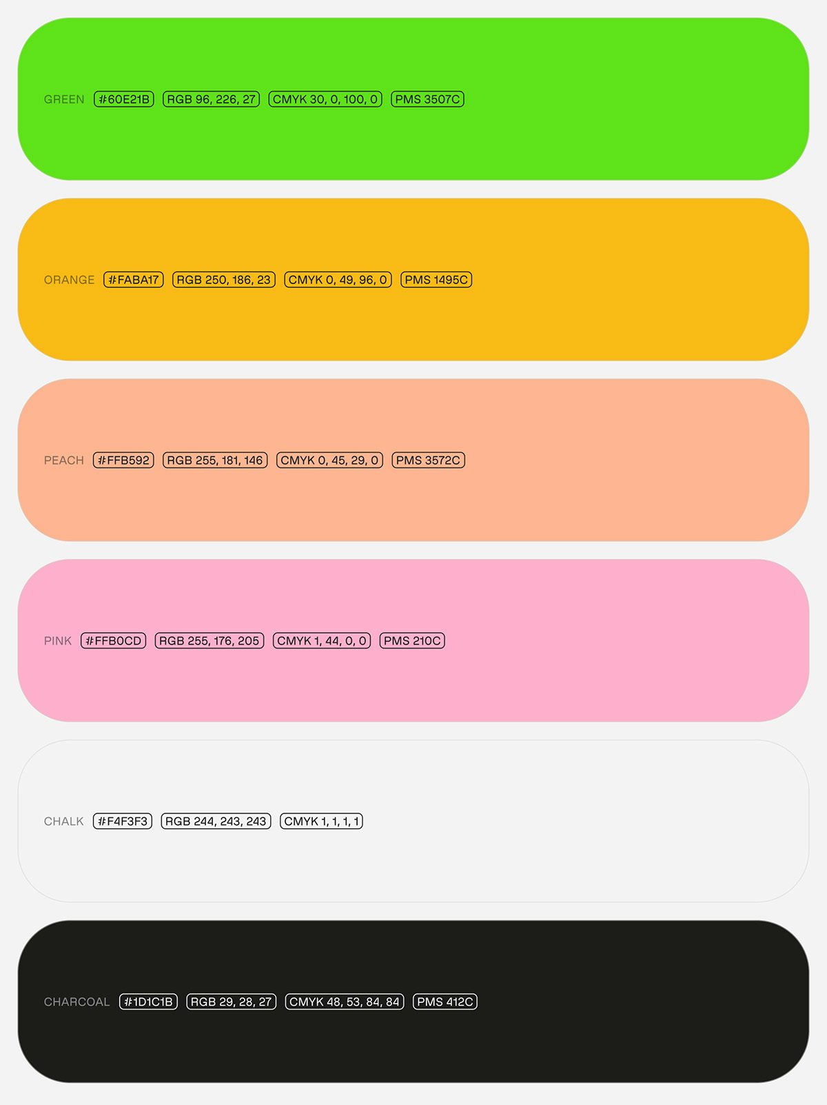 Graphic showing the green, orange, pinks, black and white in the TwelveLabs colour palette
