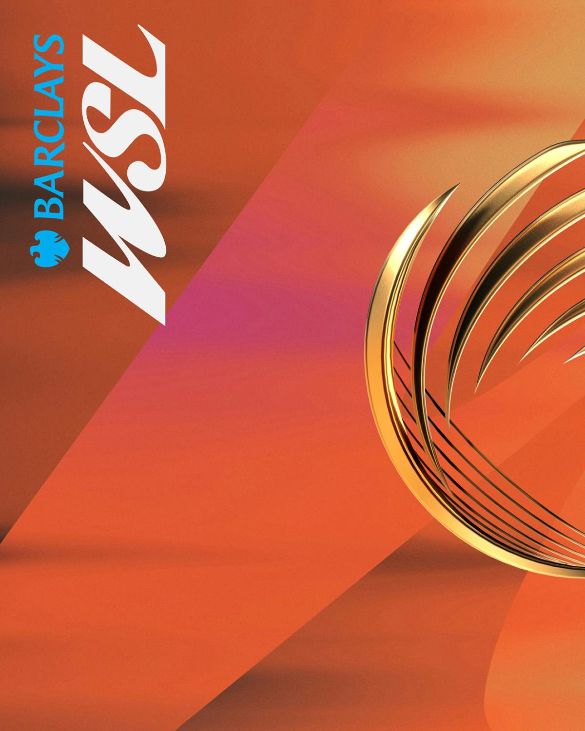 Graphic labelled Barclays WSL in italics against an abstract orange background