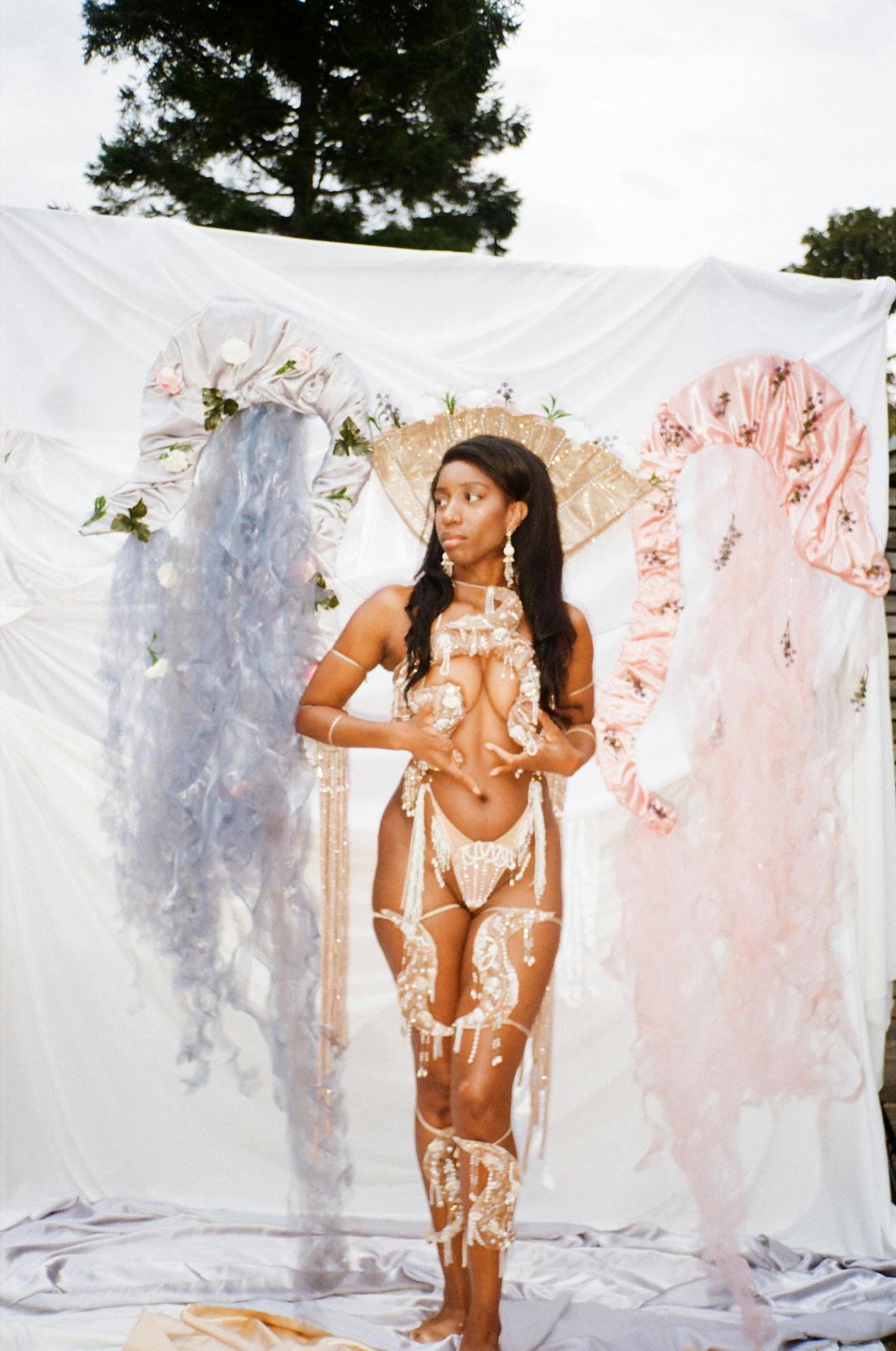 The Birth of Venus carnival costume by Maya Scarlette, 2024; Image © Tanasha Chege