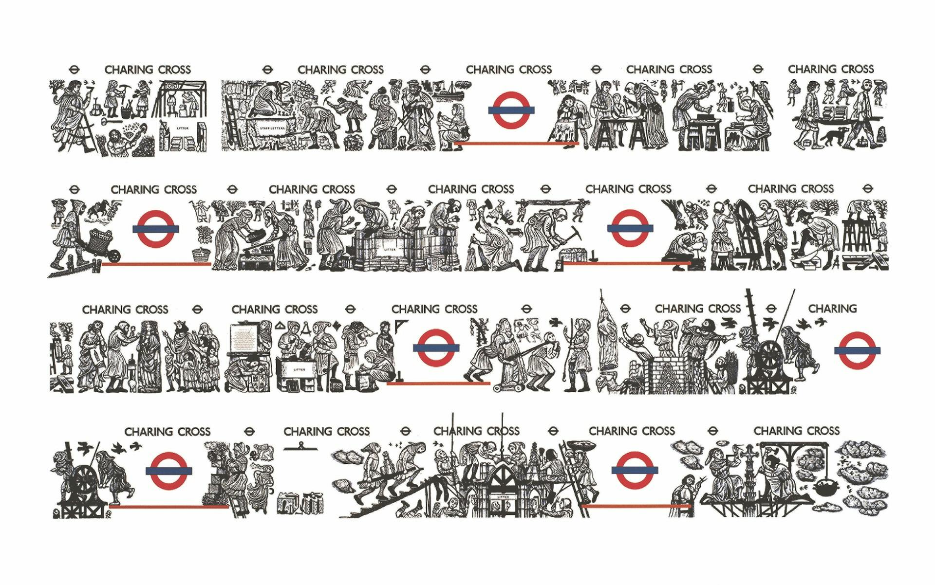 Charing Cross tube station mural by David Gentleman