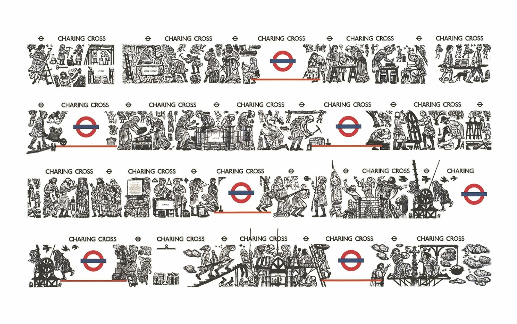 Charing Cross tube station mural by David Gentleman