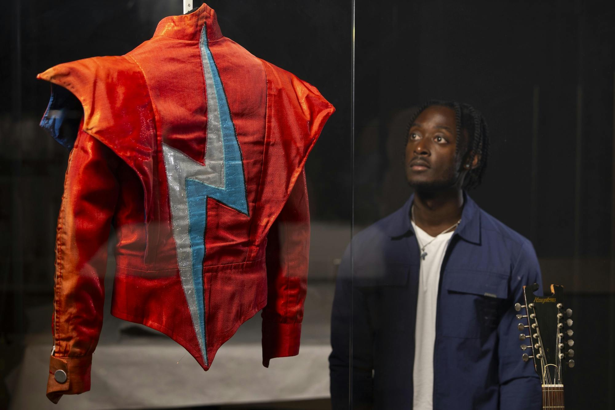 Aladdin Sane jacket designed by Freddie Burretti for David Bowie on the Ziggy Stardust live tour, 1973
