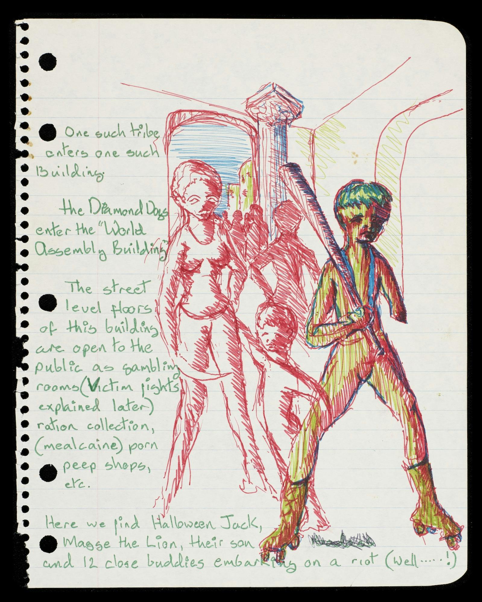 Sketch for film project Diamond Dogs, by David Bowie, 1974; Image © David Bowie Archive
