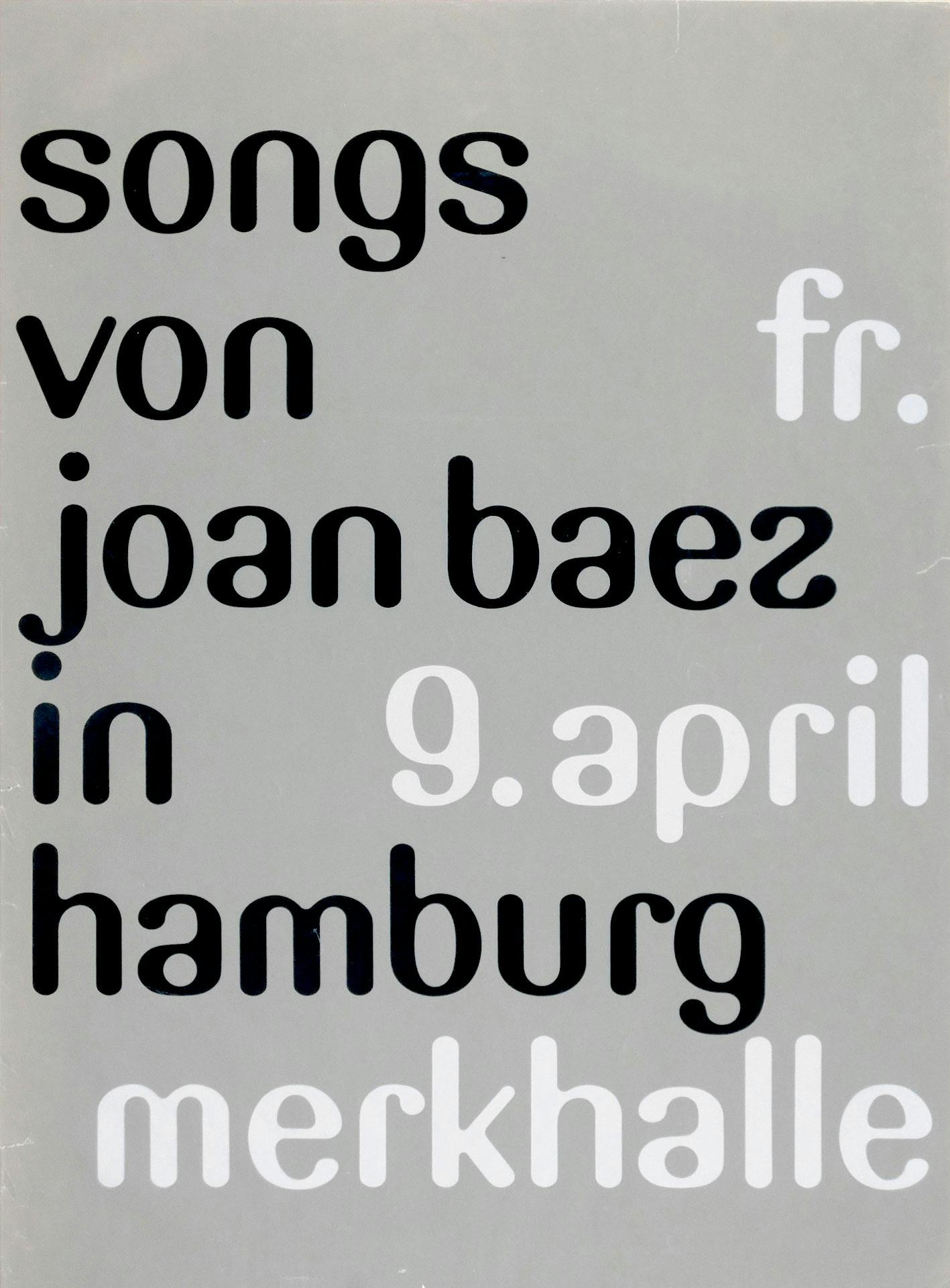 Wiedemann Lampe Otl Aicher Legacy Archive Poster Joan Baez 1968