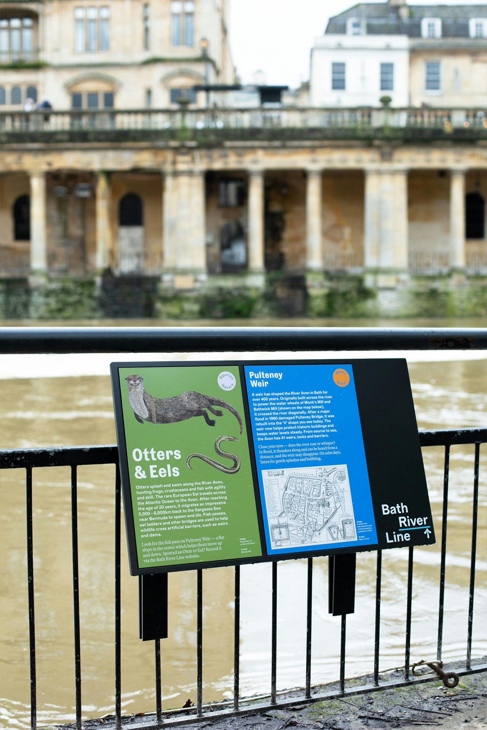 Guide Signs For Rivers Flood markers inspire new signage for Bath River Line