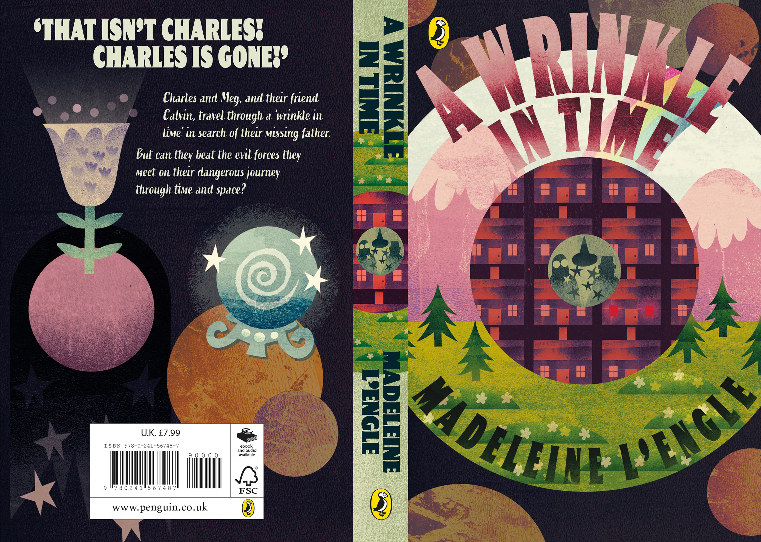 A Wrinkle in Time book cover designed by Em Kirsten