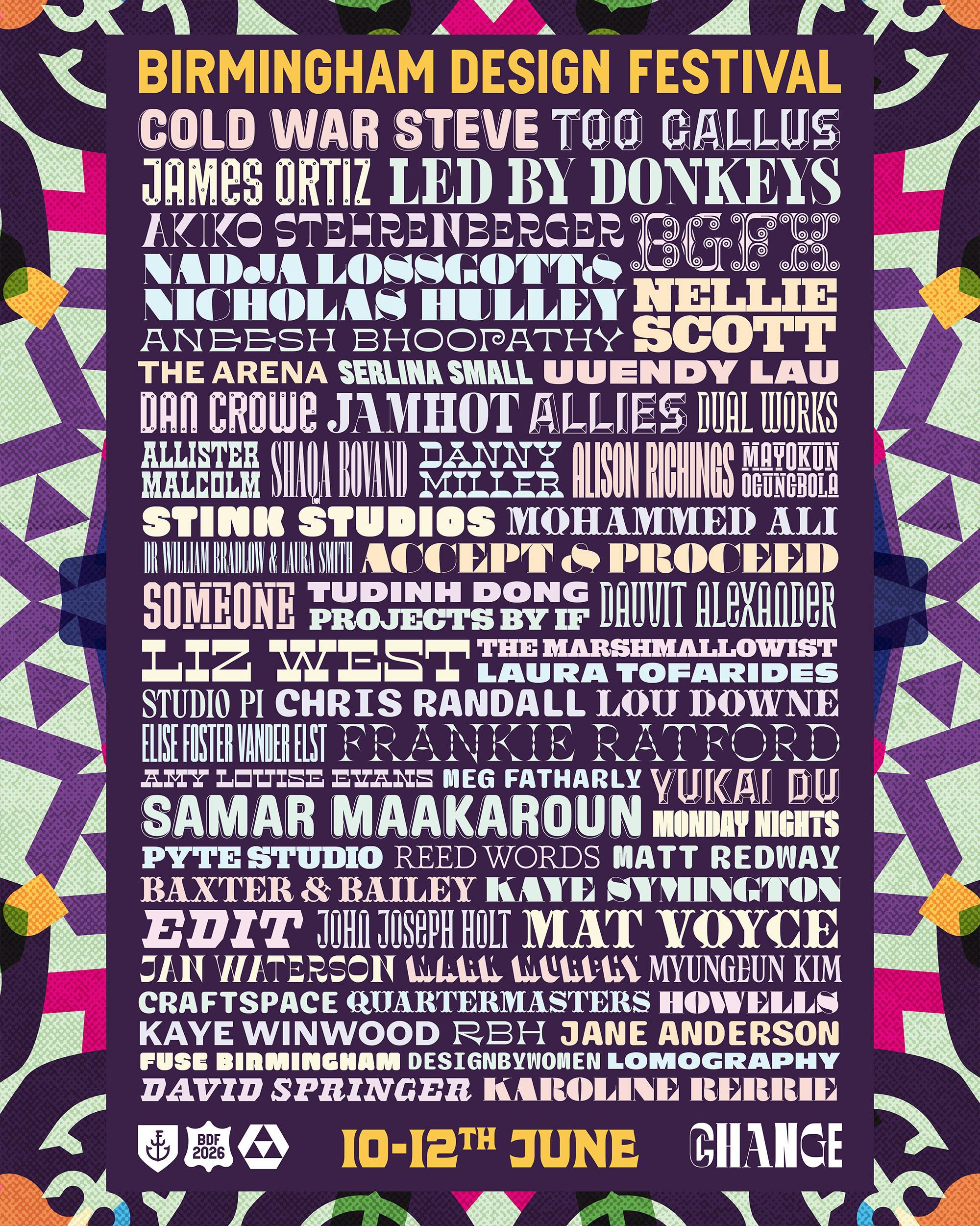 Birmingham Design Festival lineup poster 2026