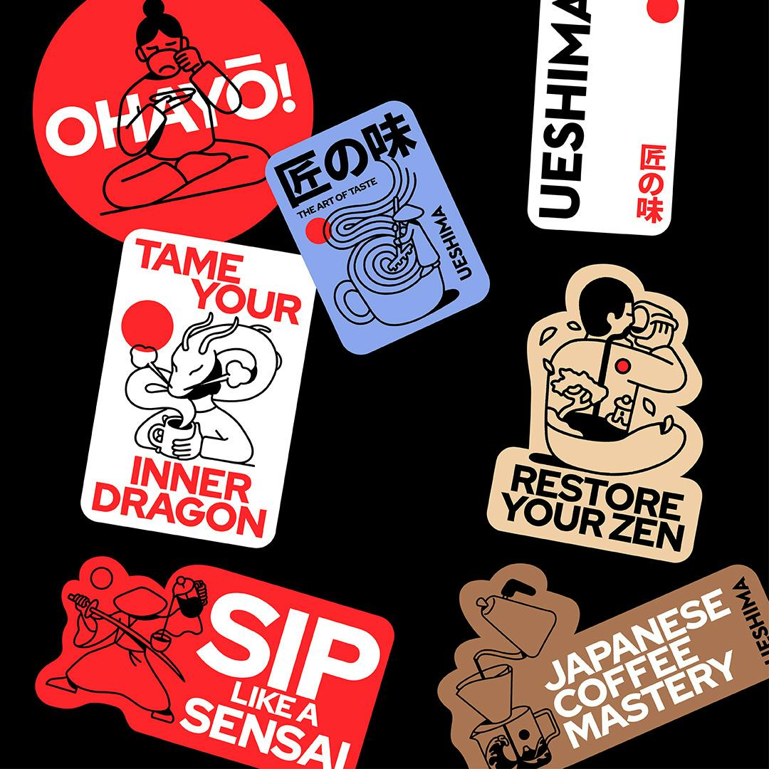 Ueshima Coffee Company rebrand stickers
